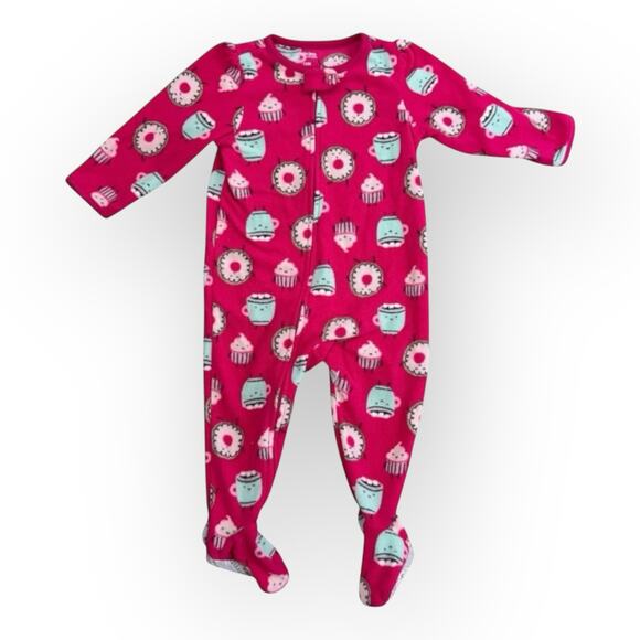 Lot of 12M Baby Girl Simple Joys by Carters Fleece Footie Pajamas - Picture 5 of 7